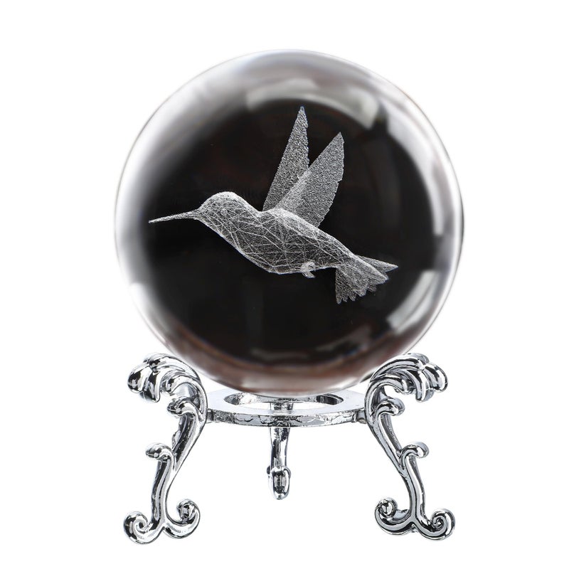 ZEERSHEE 60mm 3D Glass Laser Hummingbird Crystal Ball with Stand Hummingbird Gifts for Women Glass Ball Paperweight Decoration for Home - Image 4