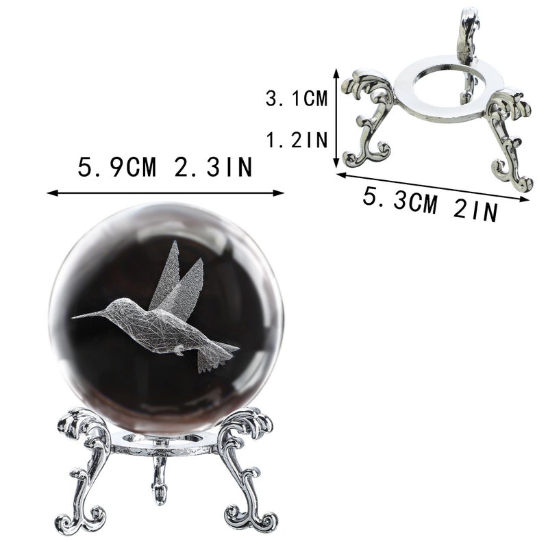 ZEERSHEE 60mm 3D Glass Laser Hummingbird Crystal Ball with Stand Hummingbird Gifts for Women Glass Ball Paperweight Decoration for Home - Image 5