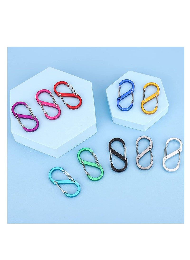 Excefore 8 Pieces Carabiner Clip Snap Hooks Lightweight Aluminum S-Type Dual Locking Clips Carabiner Keychain for Hiking Backpack Outdoor Camping Buckle  - Image 4