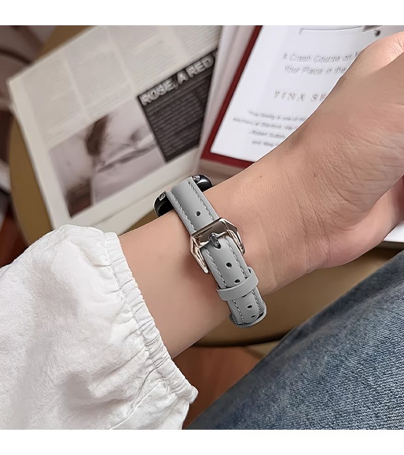 White Synthetic Leather Wristband for iwatch Series 10 42mm 41 40 38mm - Image 3