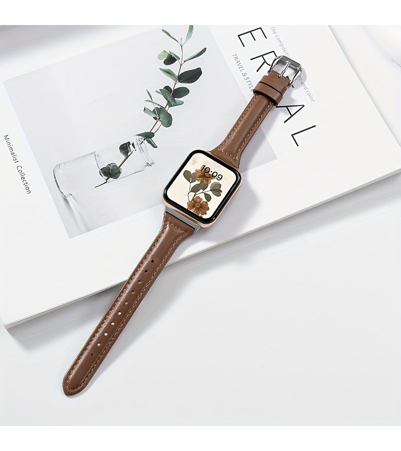 White Synthetic Leather Wristband for iwatch Series 10 42mm 41 40 38mm - Image 1