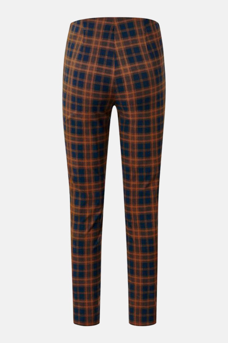 Tchibo Women Slim Fit Plaid Dress Pants, Brown - Image 3