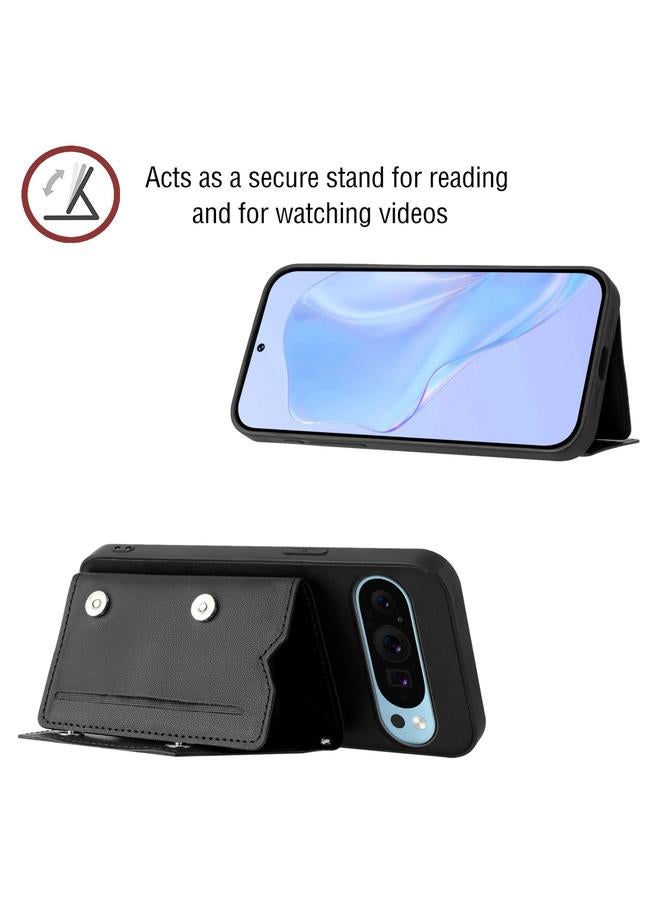 S-TOP Case For Google Pixel 9 Pro Skin Feel Four Card Slots Phone Case with Wrist Strap - Image 4
