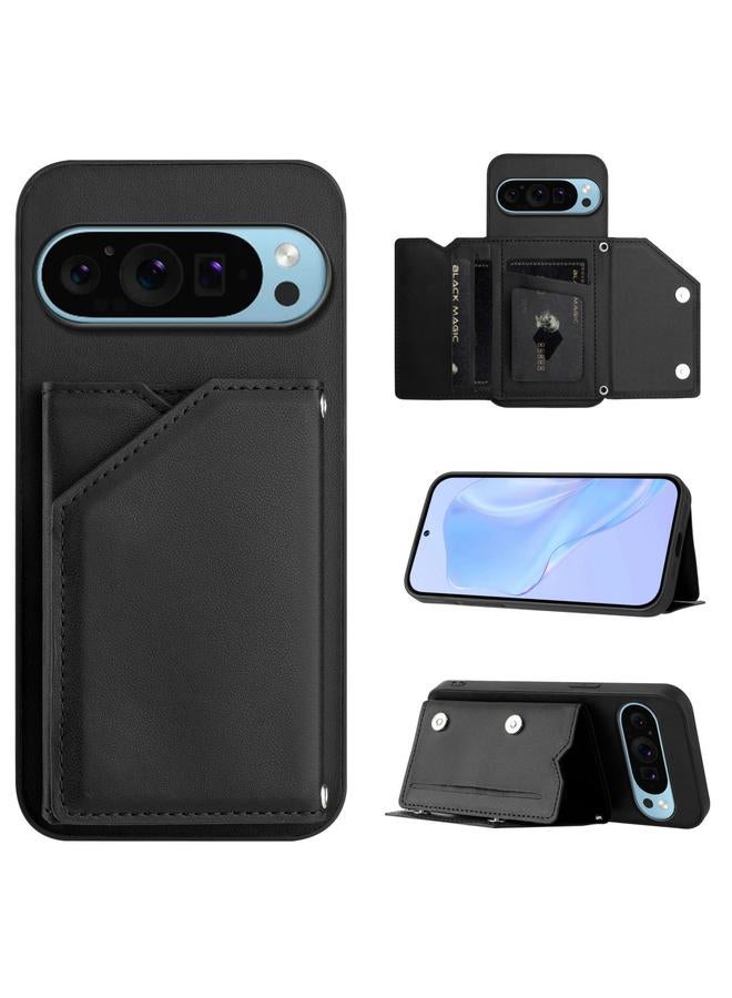 S-TOP Case For Google Pixel 9 Pro Skin Feel Four Card Slots Phone Case with Wrist Strap - Image 1