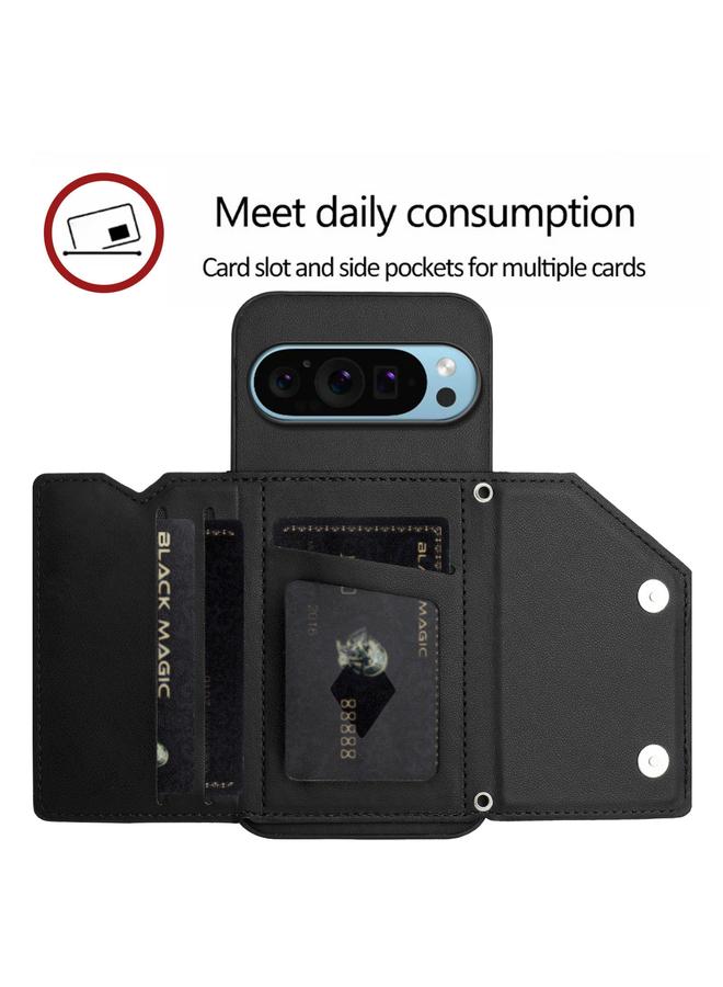 S-TOP Case For Google Pixel 9 Pro Skin Feel Four Card Slots Phone Case with Wrist Strap - Image 5