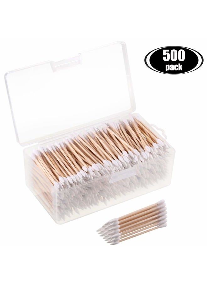 Norme 500 Pieces Cotton Cleaning Swabs, Pointed/Round Tip with Wooden Handle Cleaning Swabs Cotton Buds for Jewelry Ceramics Electronics in Storage Case (3 Inch, Pointed and Round Tip) - Image 3
