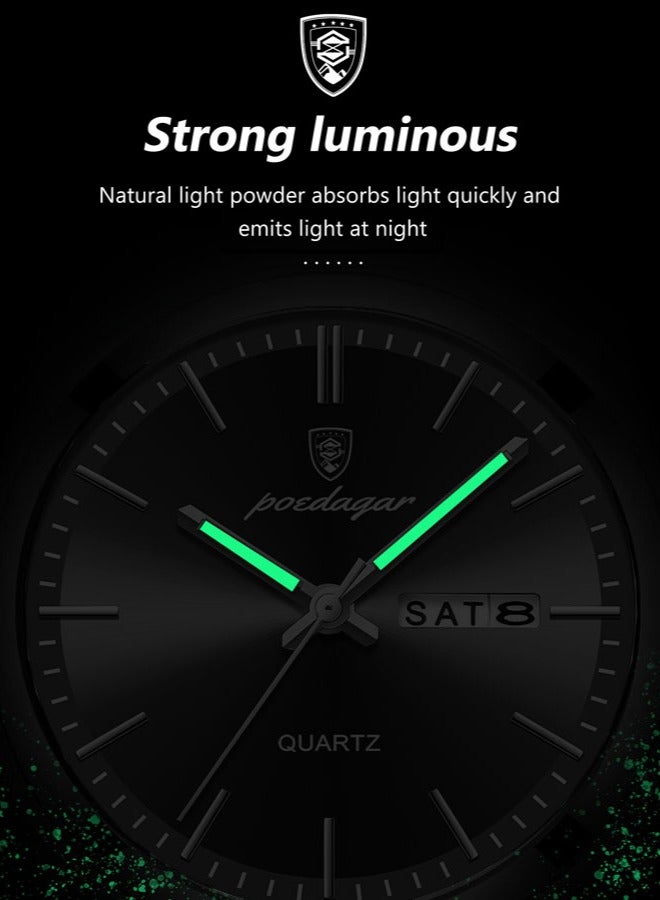 POEDAGAR ساعات رجالية ماركة فاخرة مقاومة للماء ساعة تاريخية للرجال حزام فولاذي ساعة كاجوال كوارتز ساعة رياضية للمعصم - Image 3