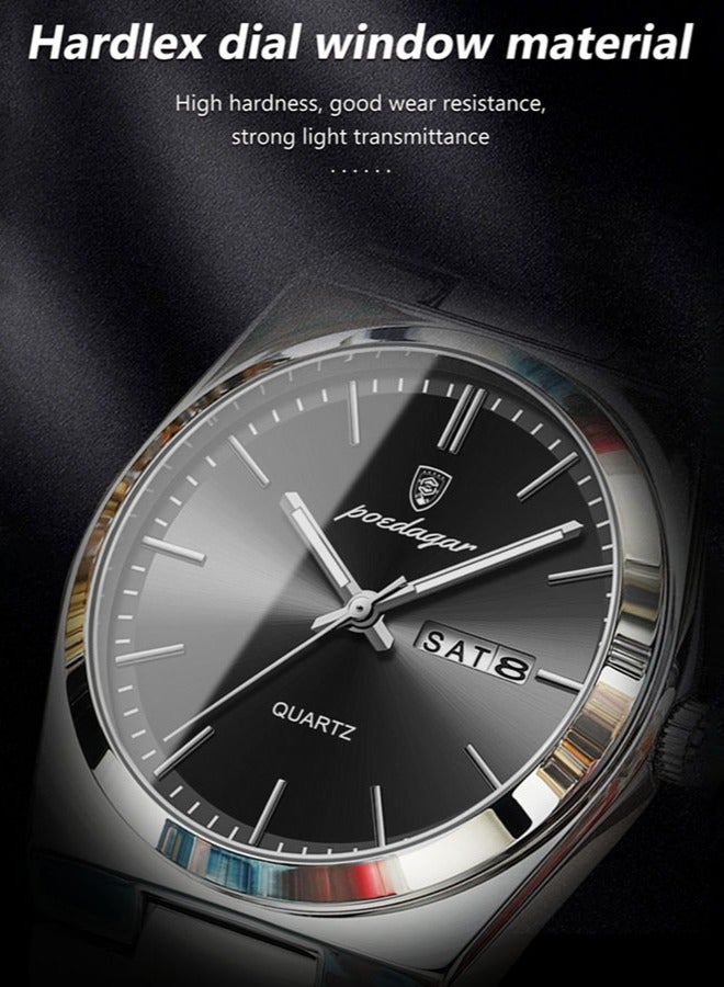 POEDAGAR ساعات رجالية ماركة فاخرة مقاومة للماء ساعة تاريخية للرجال حزام فولاذي ساعة كاجوال كوارتز ساعة رياضية للمعصم - Image 4