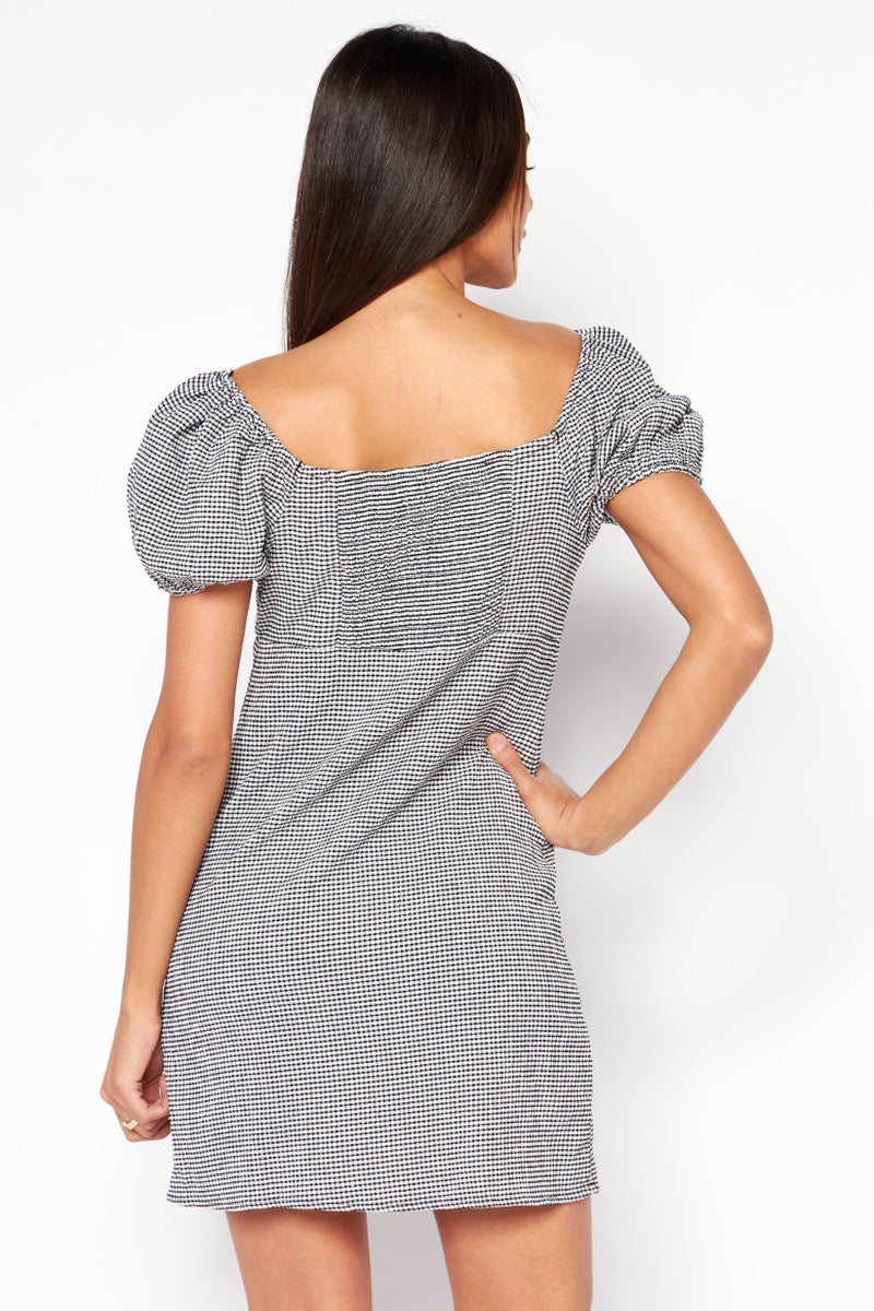 Riley & Rae Women Boat Neck Short Sleeves Mini Dress, Grey - Image 2