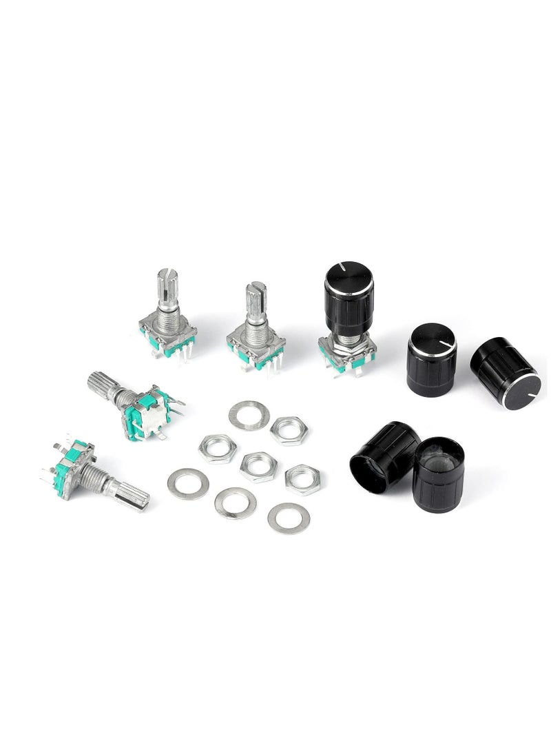 360 Degree Rotary Encoder Code Switch Digital Potentiometer, 10 Pcs Rotary Encoder Digital Potentiometer with Push Button 5 Pins Handle Length 20mm and Knob Cap, Compatible with Arduino EC11  - Image 4