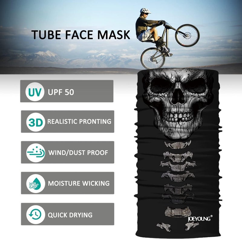 JOEYOUNG Skull Face Mask UV Sun Dust Neck Gaiter Bandana Headwear Motorcycle - Image 3