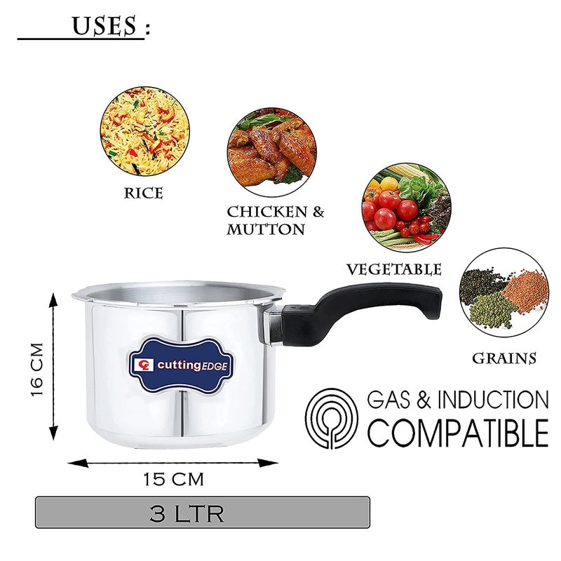 Cutting EDGE Induction Base Inner Lid Aluminum Pressure Cooker 2L3L Combo Gas Induction Compatible Cooker for Rice Vegetable Grains Chicken Mutton Set of 2 - Image 4