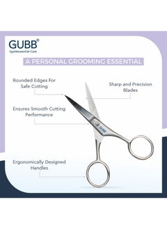 GUBB Grooming Scissor Small For Men & Women | Multipurpose Scissor Ideal For Men For Moustache, Beard, Ear And Nose Hair Trimming | Suitable For Women For Eyelashes And Eyebrow Trimming  - Image 2