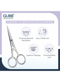 GUBB Grooming Scissor Small For Men & Women | Multipurpose Scissor Ideal For Men For Moustache, Beard, Ear And Nose Hair Trimming | Suitable For Women For Eyelashes And Eyebrow Trimming  - Image 3