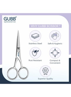 GUBB Grooming Scissor Small For Men & Women | Multipurpose Scissor Ideal For Men For Moustache, Beard, Ear And Nose Hair Trimming | Suitable For Women For Eyelashes And Eyebrow Trimming  - Image 4