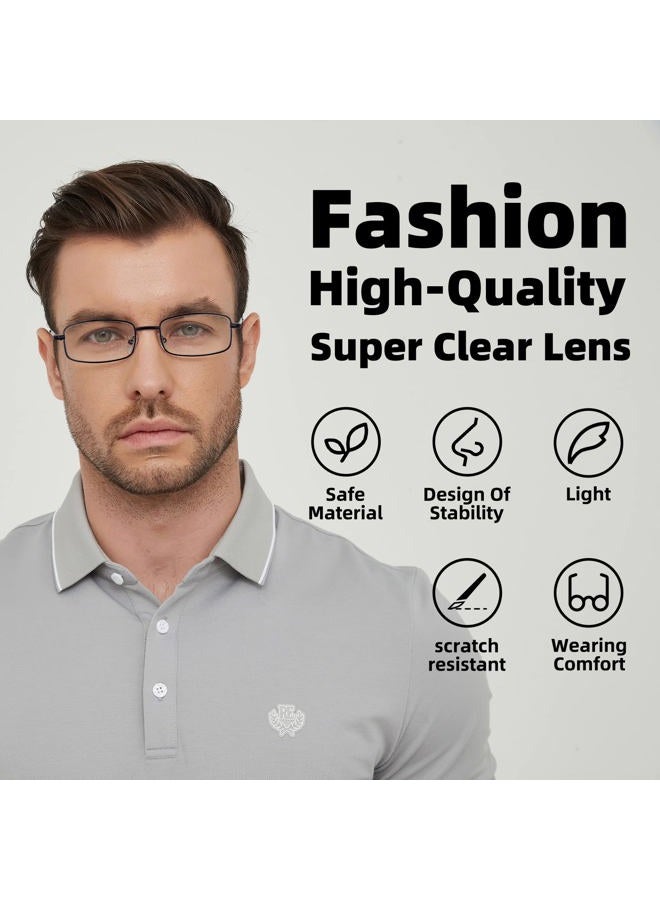 Autojouls 6-Pack Lightweight Metal Blue Light Blocking Reading Glasses, Spring hinge Readers Glasses Anti Eye Strain, 3 Black 3 Gunmetal 1.5 x - Image 2
