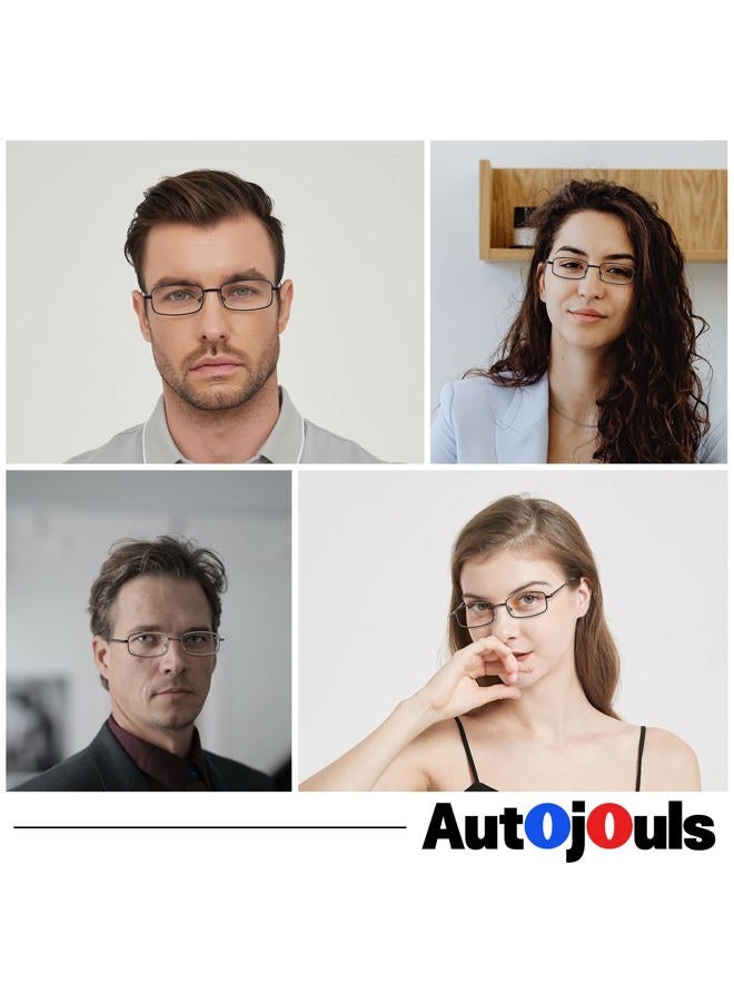 Autojouls 6-Pack Lightweight Metal Blue Light Blocking Reading Glasses, Spring hinge Readers Glasses Anti Eye Strain, 3 Black 3 Gunmetal 1.5 x - Image 3