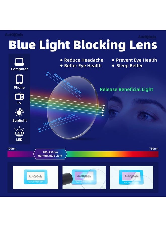 Autojouls 6-Pack Lightweight Metal Blue Light Blocking Reading Glasses, Spring hinge Readers Glasses Anti Eye Strain, 3 Black 3 Gunmetal 1.5 x - Image 4