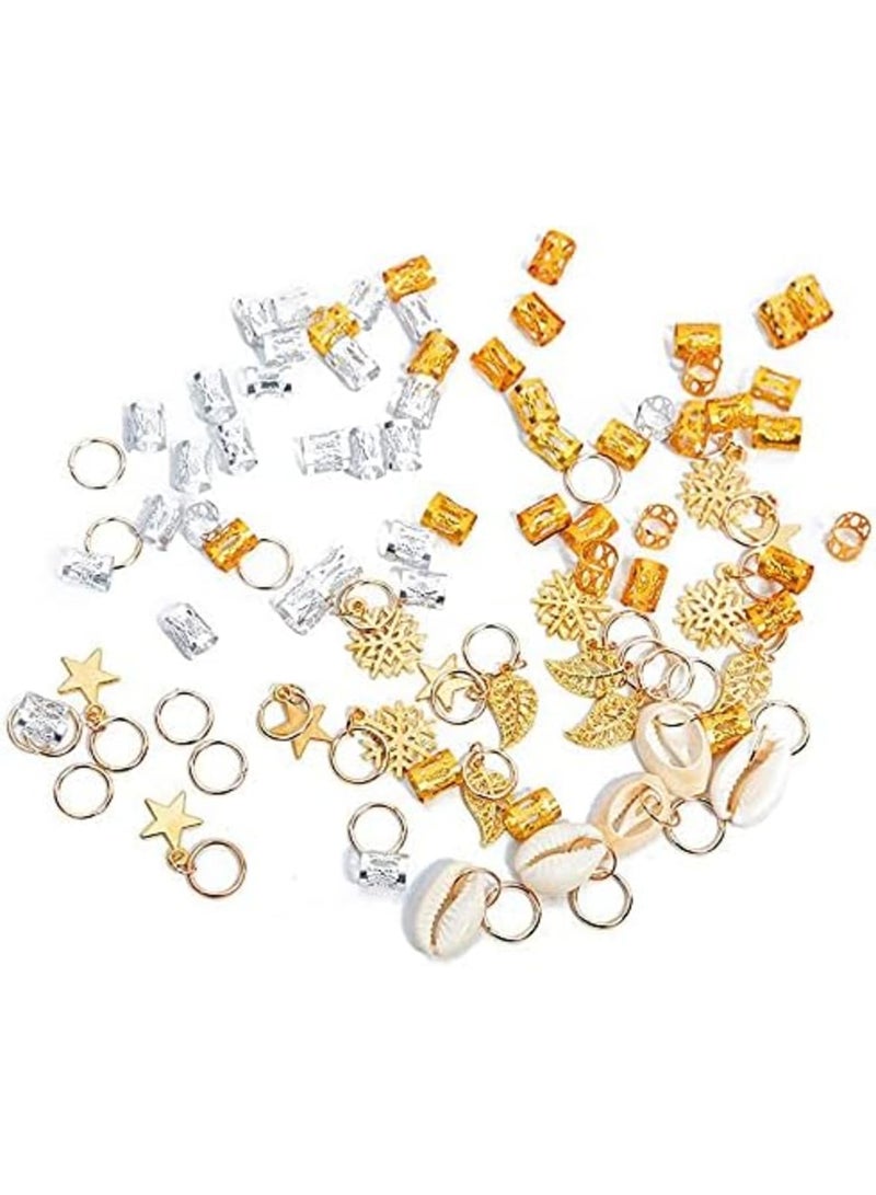 Luckam 80 قطعة من حلقات مجوهرات الشعر زينة لفائف الشعر من الألمنيوم حلقات ضفائر الشعر حلقات دريدلوك أساور الشعر المعدنية خرز ضفائر الشعر لملحقات الشعر - Image 3