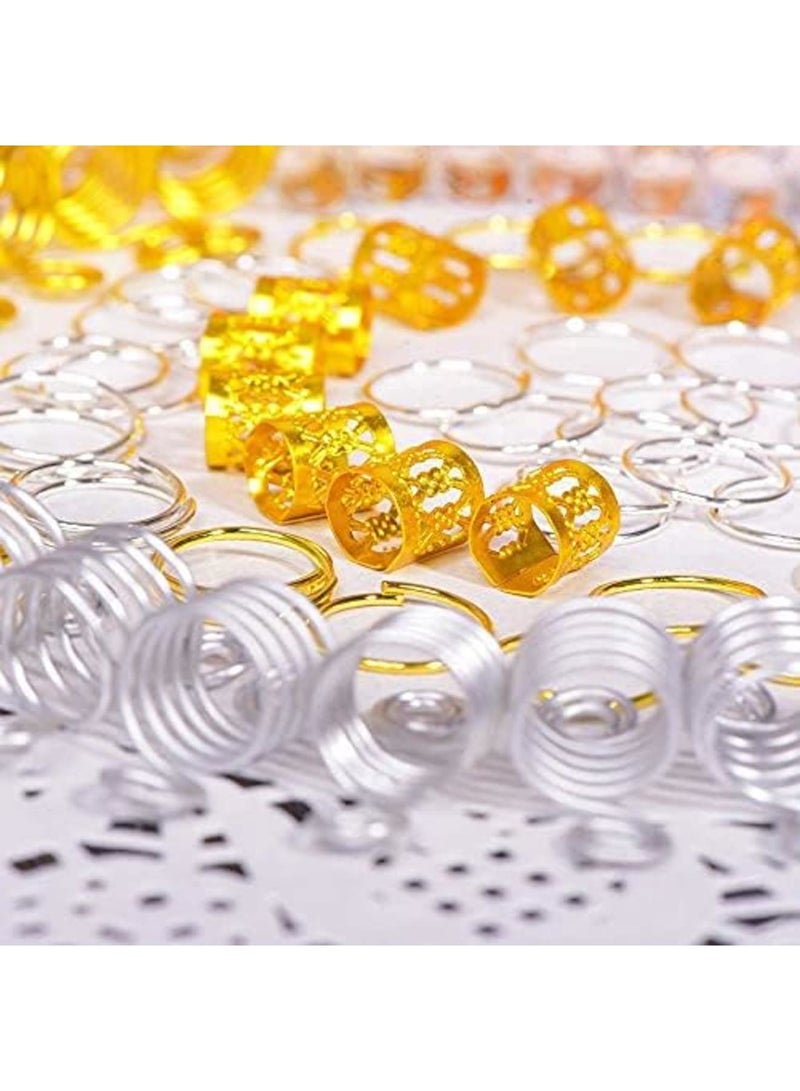 Luckam 80 قطعة من حلقات مجوهرات الشعر زينة لفائف الشعر من الألمنيوم حلقات ضفائر الشعر حلقات دريدلوك أساور الشعر المعدنية خرز ضفائر الشعر لملحقات الشعر - Image 4