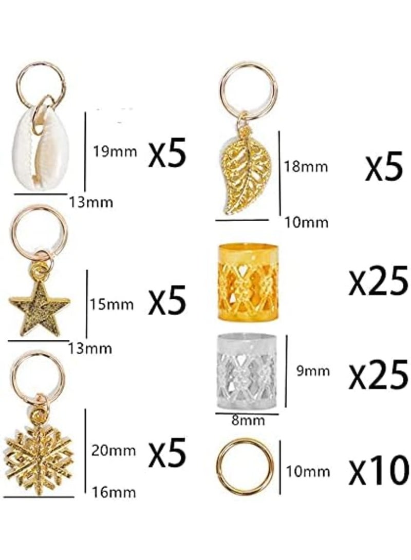 Luckam 80 قطعة من حلقات مجوهرات الشعر زينة لفائف الشعر من الألمنيوم حلقات ضفائر الشعر حلقات دريدلوك أساور الشعر المعدنية خرز ضفائر الشعر لملحقات الشعر - Image 2