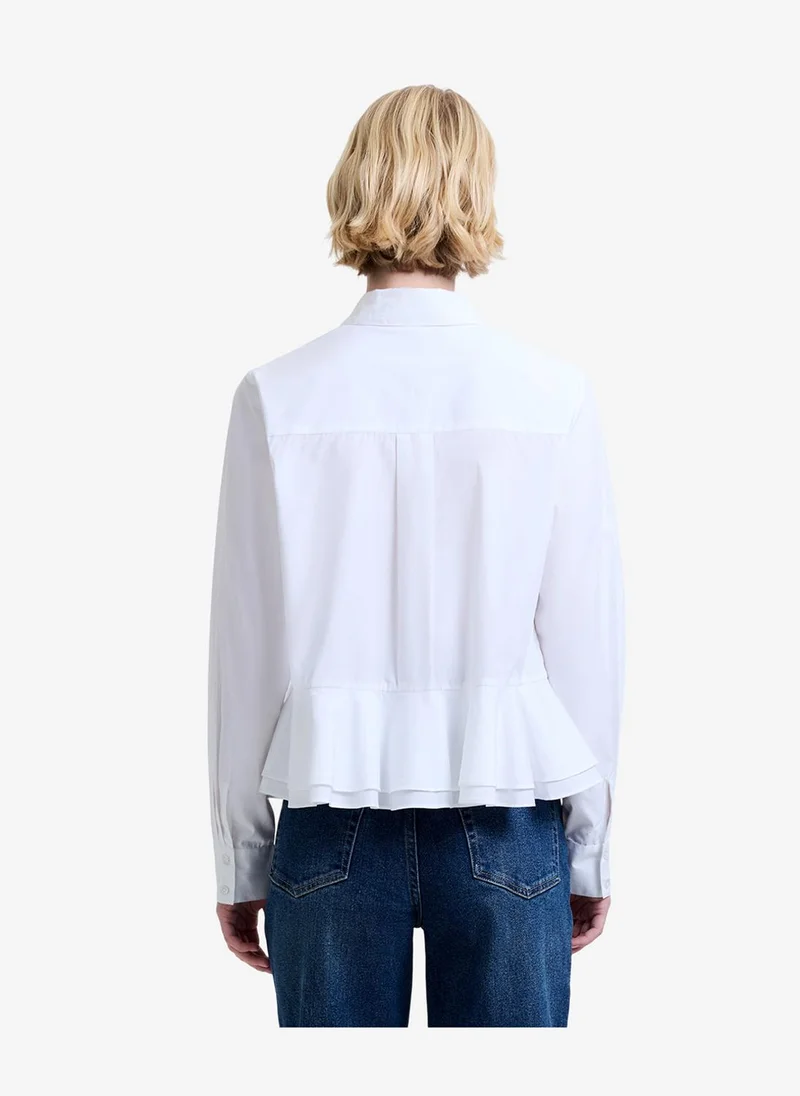 French Connection  Women's Summer White Cambria Cotton Ruffle Hem Shirt for Women | Best Price UAE