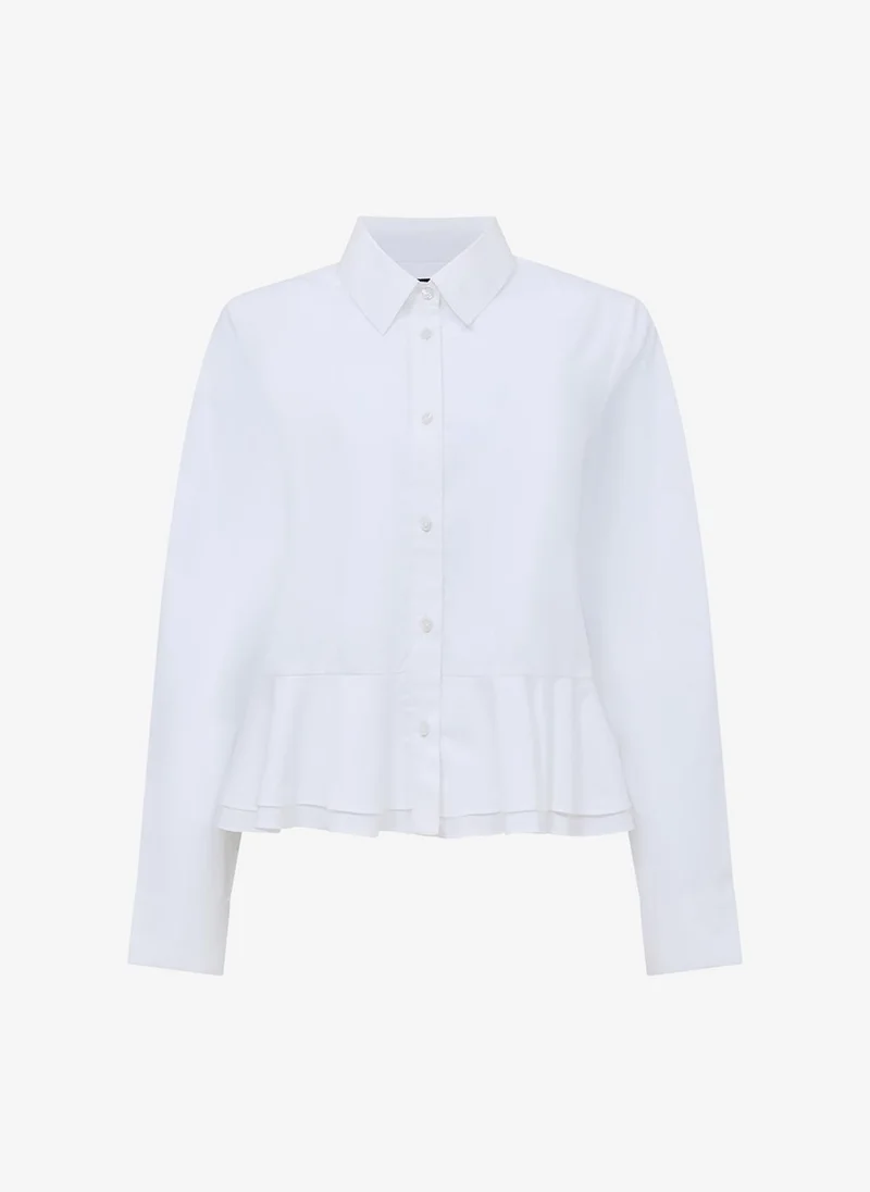 French Connection  Women's Summer White Cambria Cotton Ruffle Hem Shirt for Women | Best Price UAE