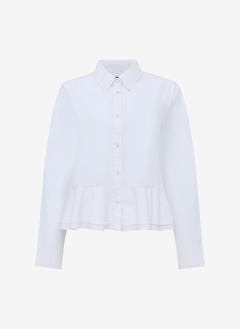 French Connection Women's Summer White Cambria Cotton Ruffle Hem Shirt - Image 4