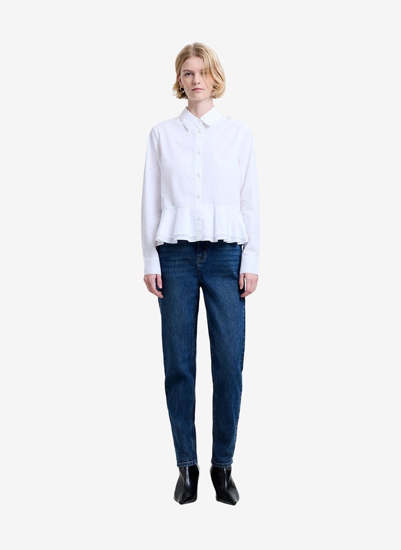 French Connection Women's Summer White Cambria Cotton Ruffle Hem Shirt - Image 2