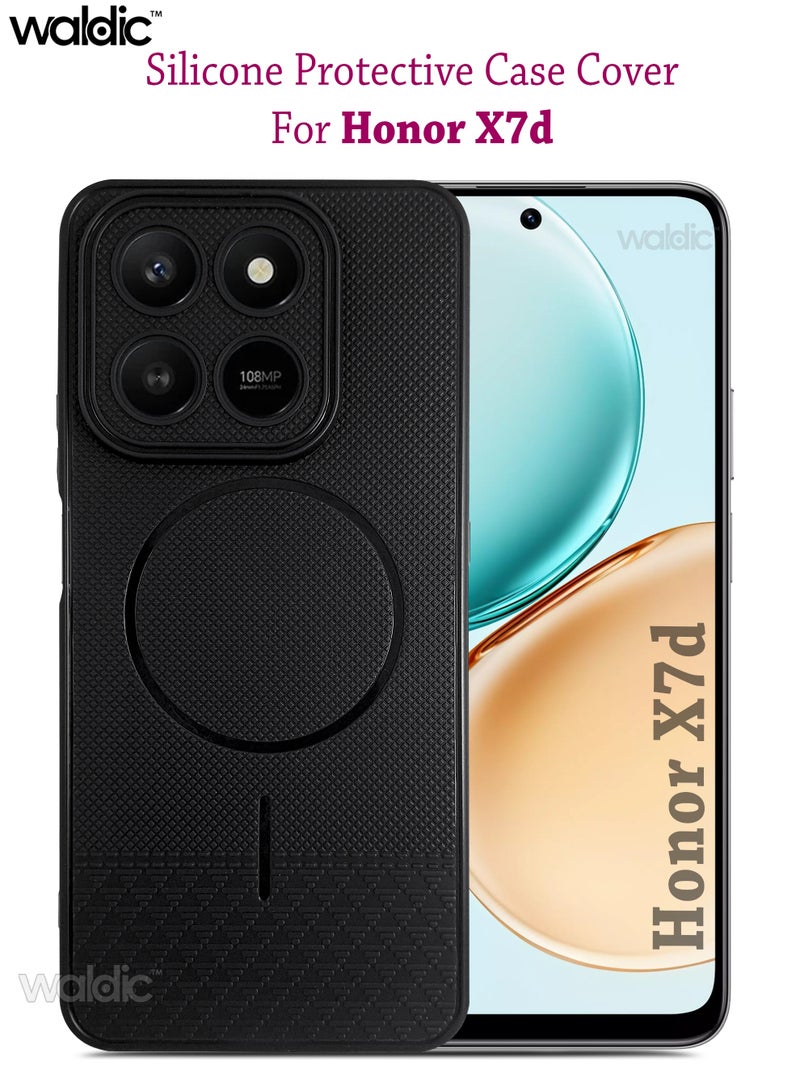 Waldic Honor X7d Premium Case | Premium Silicone Case Cover Designed for Honor X7d | Honor X7d Case Camera and Drop Protection Thin Protective Back Cover Case for Honor X7d - Black - Image 1