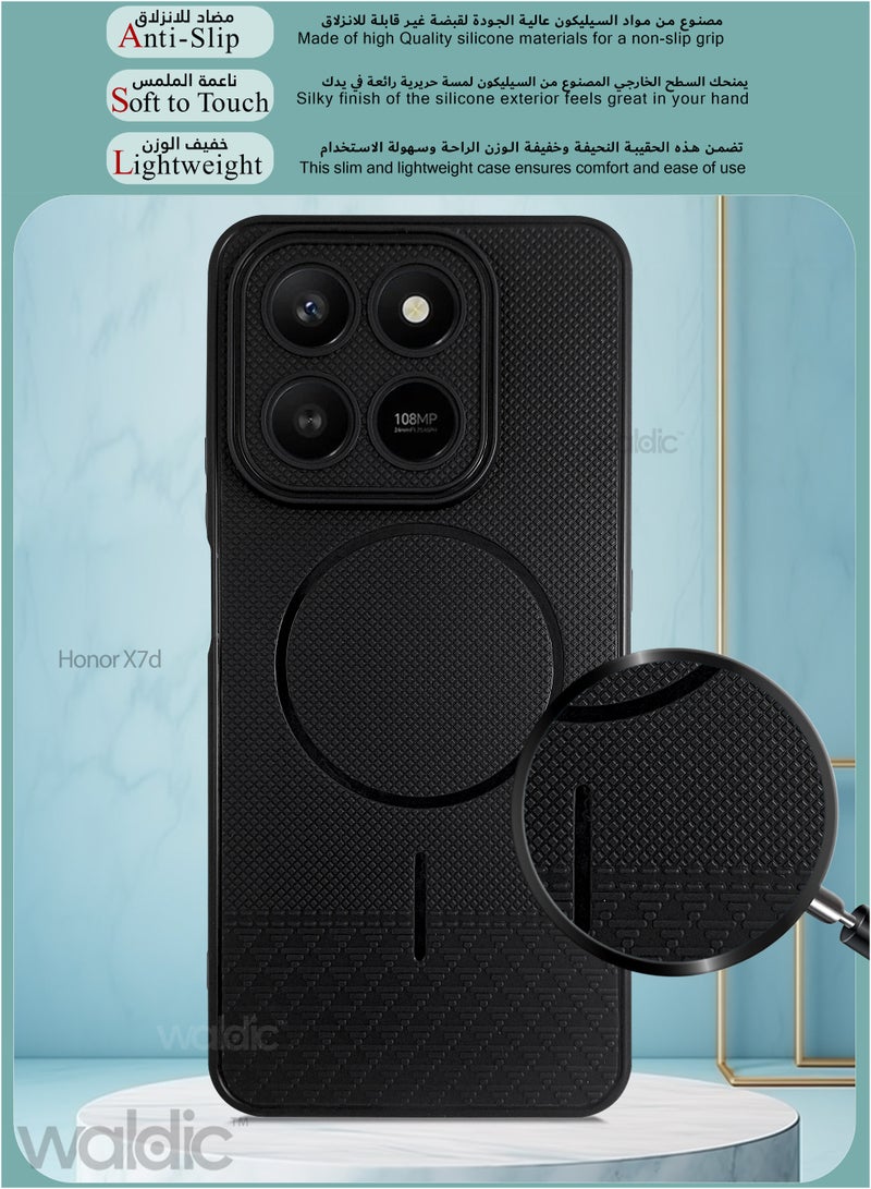 Waldic Honor X7d Premium Case | Premium Silicone Case Cover Designed for Honor X7d | Honor X7d Case Camera and Drop Protection Thin Protective Back Cover Case for Honor X7d - Black - Image 2