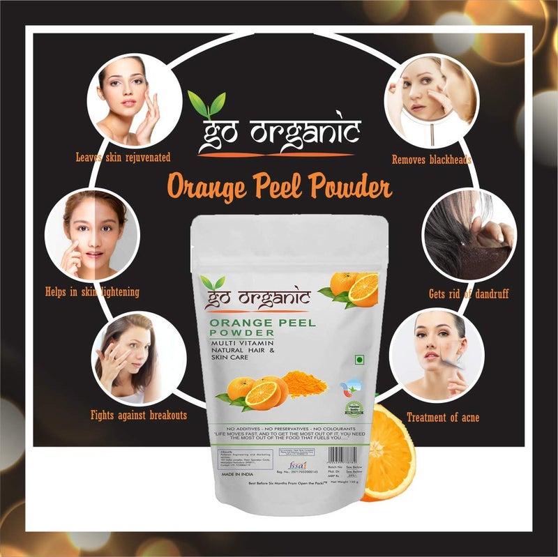 Go Organic Orange peel powder for hair conditioning skin care 150 gm - Image 4