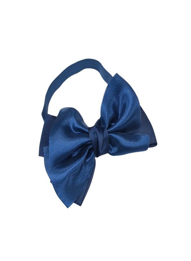 Fairytale Girls' Elegant Satin Hair Bow Headband, Large Size Bow Hairband. - Image 1