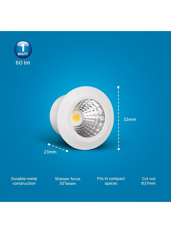 Philips فيلبس LED COB سبوت لايت | سبوت لايت أسترا ميني للعرض | ضوء عرض متميز ومضغوط مع قطع بقطر 1 بوصة | أبيض دافئ، عبوة من 12، 1 واط، مزود بحافة - Image 2
