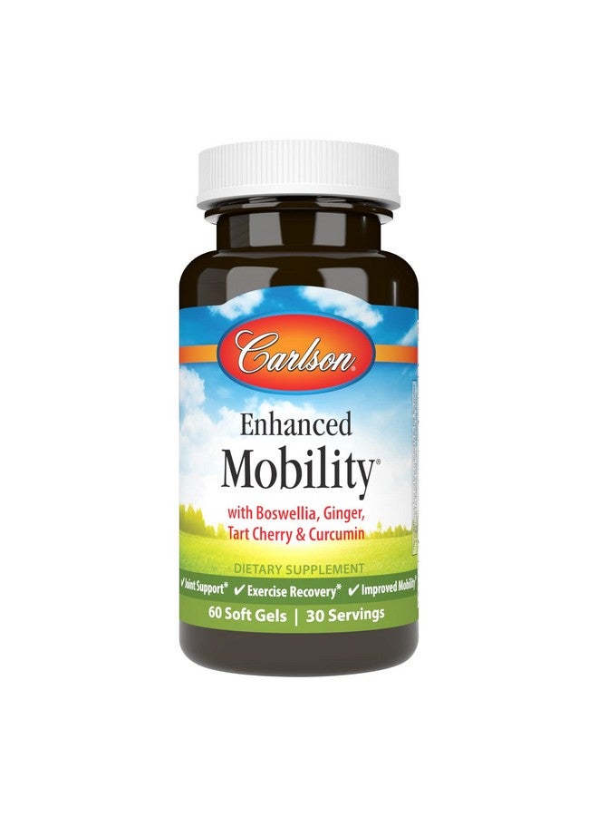 Carlson Enhanced Mobility Botanical Joint Support Boswellia Tart Cherry Curcumin Ginger 60 Softgels  - Image 2