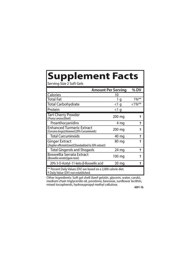 Carlson Enhanced Mobility Botanical Joint Support Boswellia Tart Cherry Curcumin Ginger 60 Softgels  - Image 5