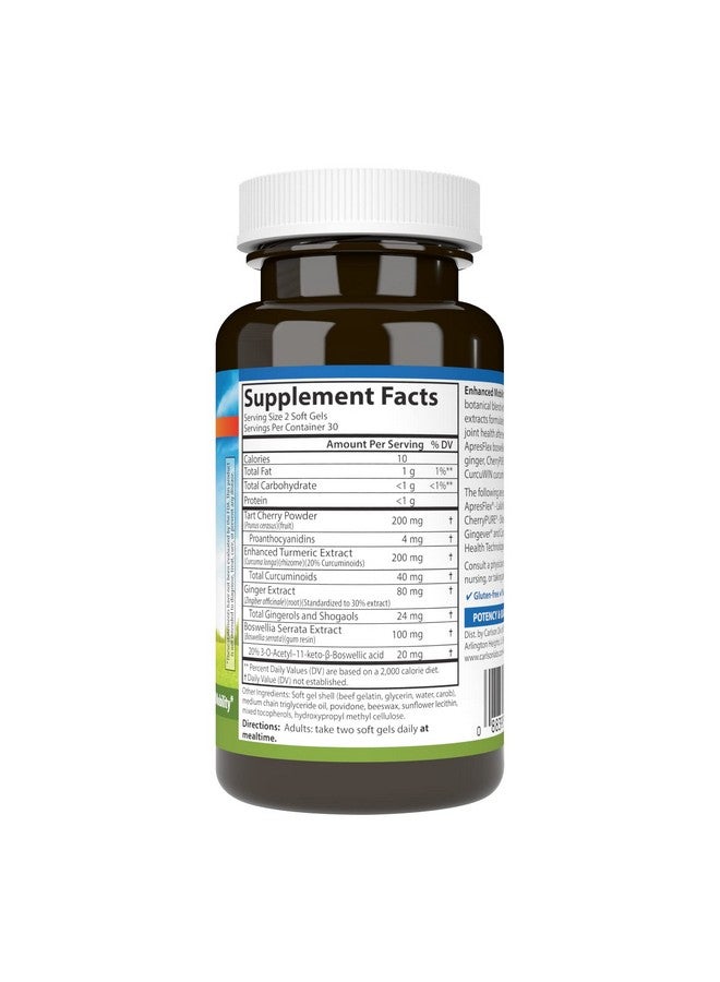 Carlson Enhanced Mobility Botanical Joint Support Boswellia Tart Cherry Curcumin Ginger 60 Softgels  - Image 3