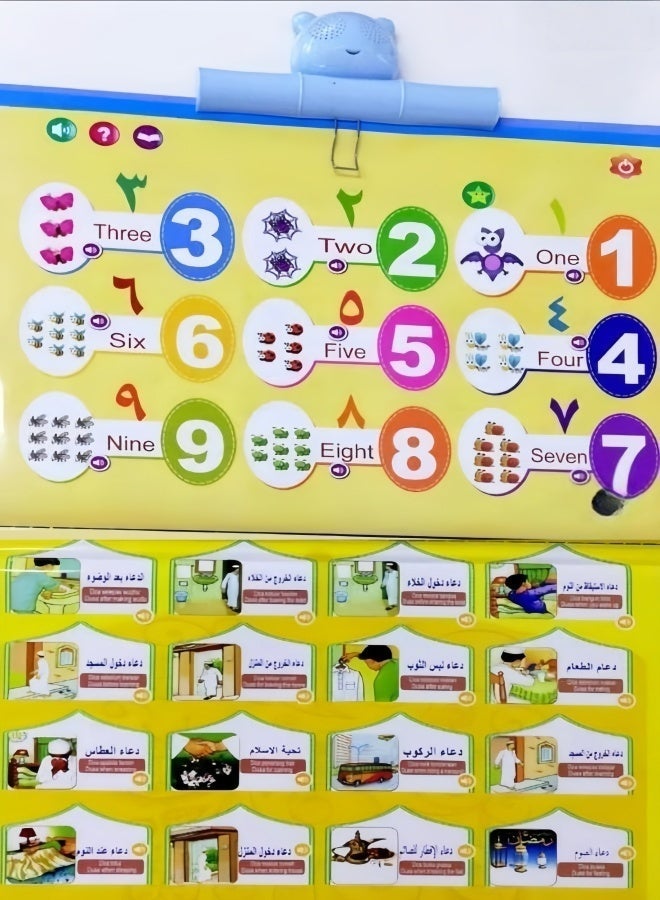 كتاب إلكتروني ناطق ثنائي اللغة (عربي/إنجليزي) للأطفال - لعبة تعليمية مبكرة تفاعلية (لمسية، بصرية، سمعية)، أداة تعليمية للفصول الدراسية والمنازل بتصميم قابل للتعليق - Image 4