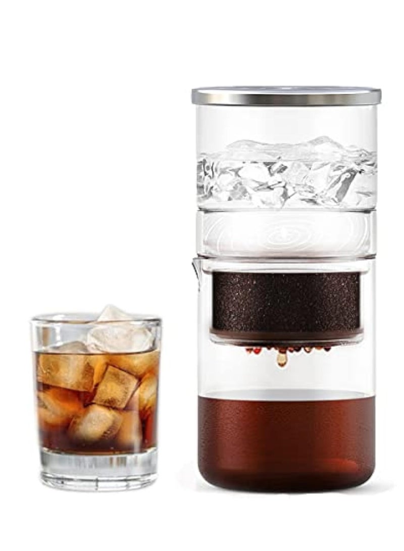 2 in 1 Cold Brew Dripper for Coffee, Cold Brew Coffee Maker Jar, 300ml Detachable Glass Cold Brew Maker, with Stainless Steel Filter, Glass Airtight  Leak-Proof Pitcher, for Lemonade, Ice Tea - Image 1