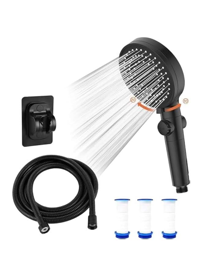 ميكسد رأس دش بالضغط العالي، ينقي الماء ويزيل الكلور، رأس دش يمنع تساقط الشعر، دش محمول مع مفتاح إيقاف مؤقت، 5 إعدادات للرش، سهل التركيب - Image 1