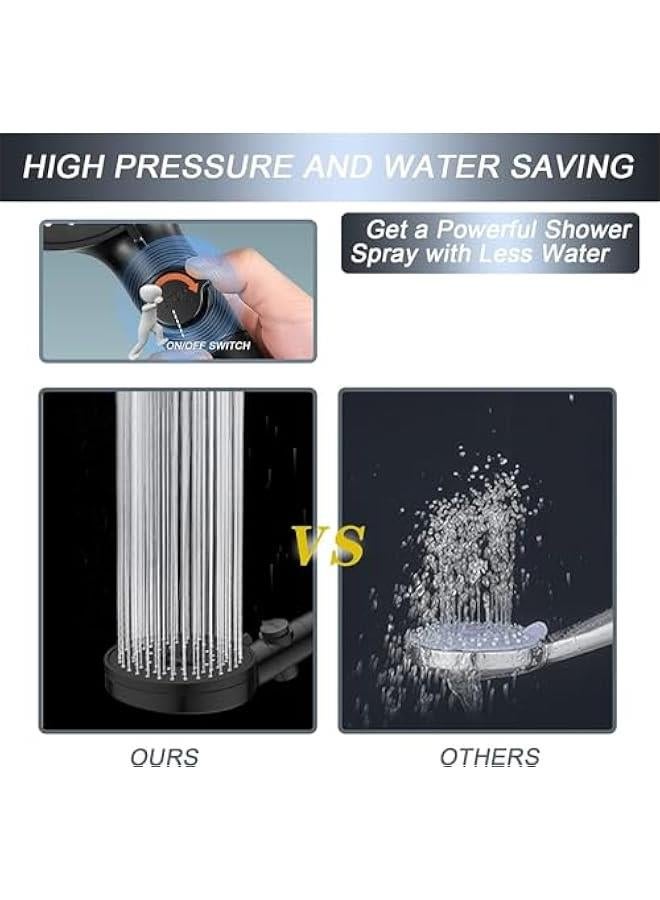 ميكسد رأس دش بالضغط العالي، ينقي الماء ويزيل الكلور، رأس دش يمنع تساقط الشعر، دش محمول مع مفتاح إيقاف مؤقت، 5 إعدادات للرش، سهل التركيب - Image 4