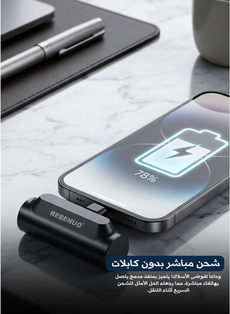 ريبنيو شاحن الطوارئ المحمول بـ 5000 مللي أمبير – شحن مباشر وتصميم ذكي مع ستاند مدمج - Image 2