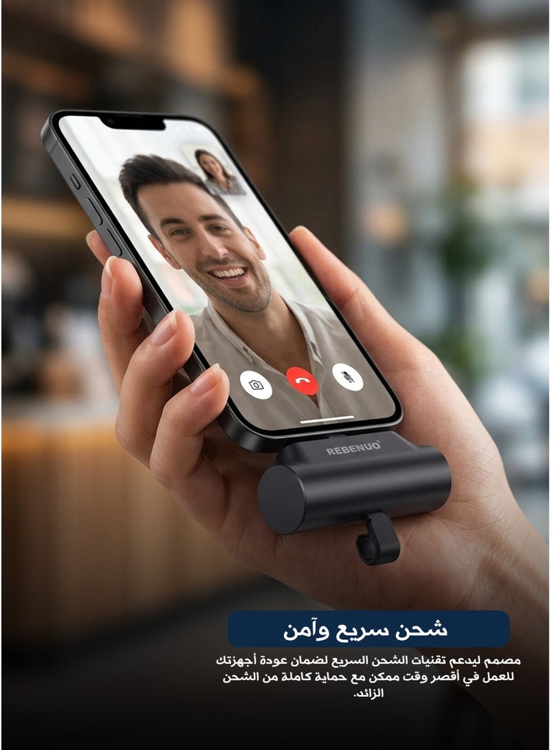 ريبنيو شاحن الطوارئ المحمول بـ 5000 مللي أمبير – شحن مباشر وتصميم ذكي مع ستاند مدمج - Image 5