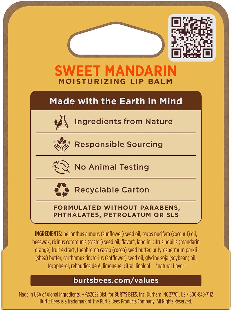 Burt's Bees Burts Bees Sweet Mandarin Moisturizing Lip Balm Unisex 0.15 oz - Image 2