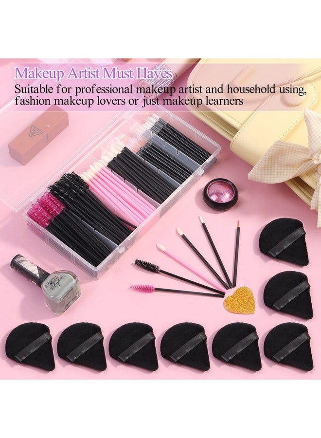 shynek 248 Pcs Disposable Makeup Applicators With Triangle Makeup Puffs Mascara Wands Disposable Lip Applicators Eyeliner Brushes Disposable Makeup Applicator Kit For Makeup Artist Supplies - Image 3