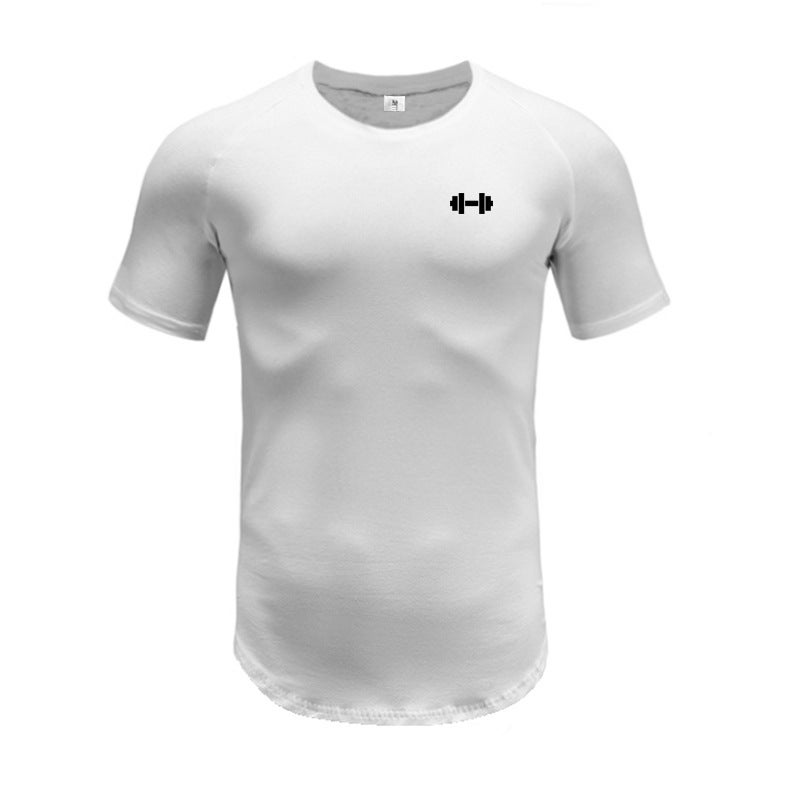 Summer Fitness Stretch Short Sleeve Men''s Tight Raglan Sleeve Style Quick-drying Breathable Training Suit Personal Trainer Foreign Trade - Image 1