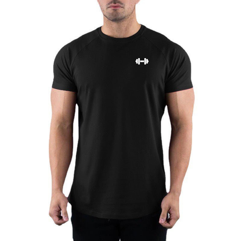 Summer Fitness Stretch Short Sleeve Men''s Tight Raglan Sleeve Style Quick-drying Breathable Training Suit Personal Trainer Foreign Trade - Image 3