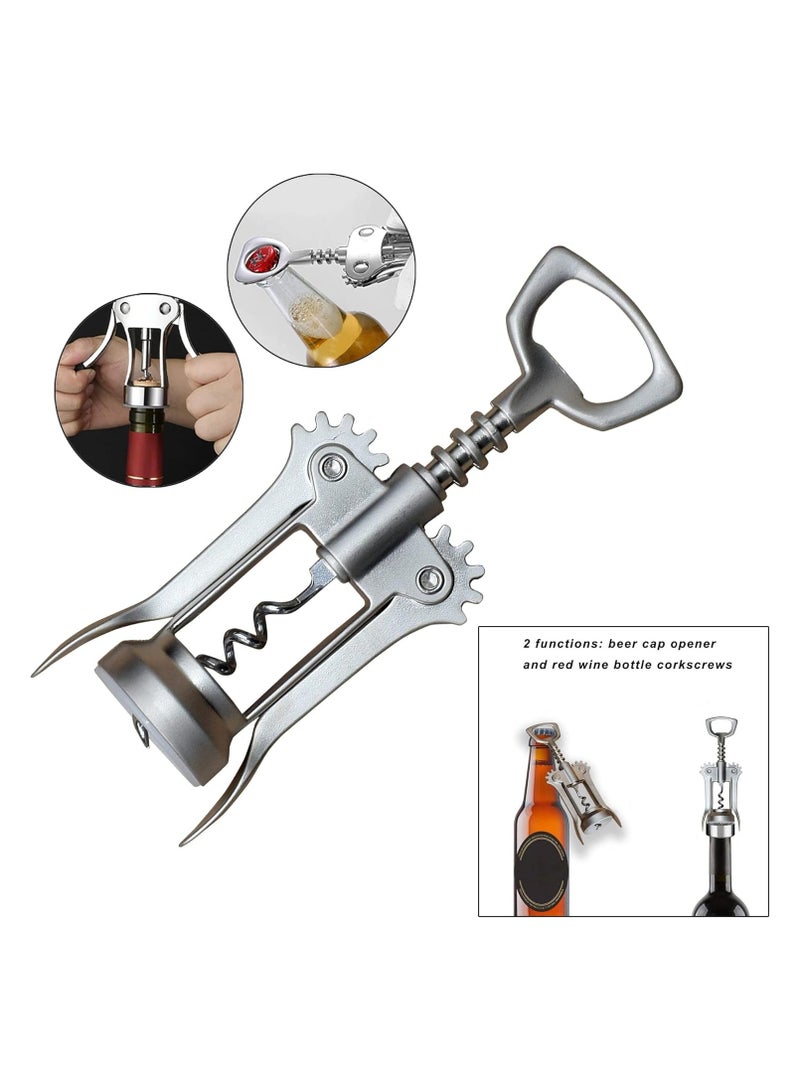 ON MART Bottle Opener Corkscrew, Upgrade  Zinc Alloy Wing Corkscrew Bottle Opener, Waiters Corkscrew Cork And Cap Bottles Opener Remover for Kitchen, Restaurant, Waiters All Holiday Gift Choice - Image 2