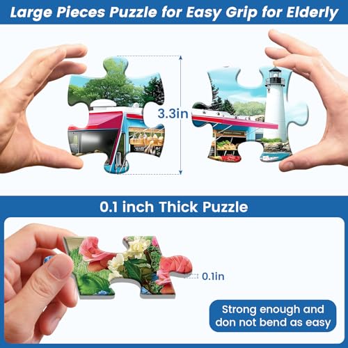 WSCXSC 3 Pack 48 Large Piece Puzzle for Seniors Alzheimers Puzzles Dementia Alzheimers Products Activities for Elderly Adults Mountains Village Sea Easy Jigsaw Puzzle Cognitive Games with 3 Storage Bags - Image 5