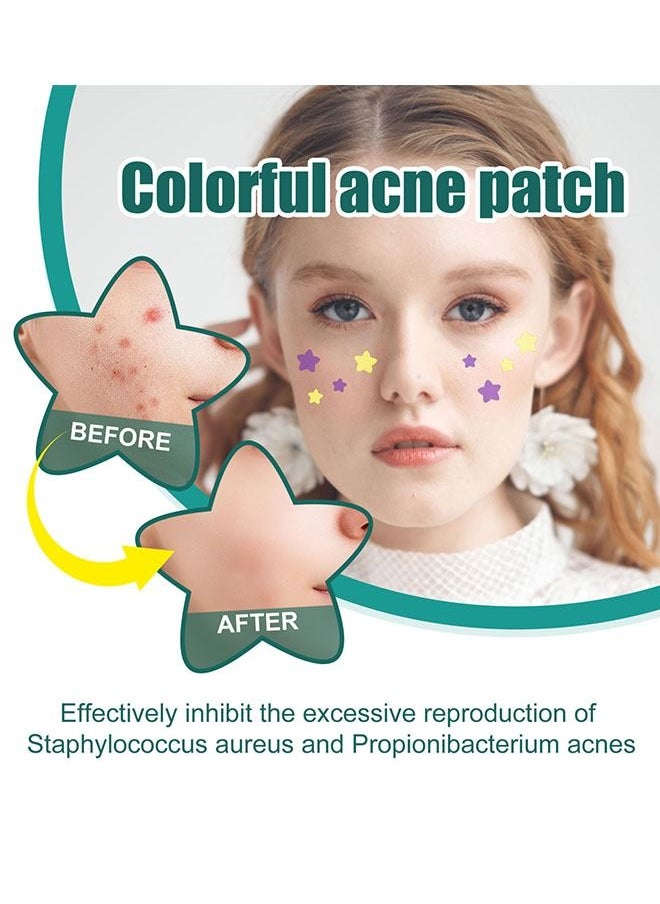 EELHOE 112 PCS Star Shaped Colorful Acne Patch Repair Acne Fade Spots Cover Acne Marks, Acne Repair Patch  - Image 2